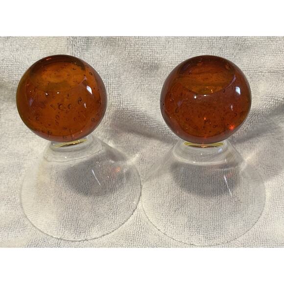 Vtg Set Signed Cointreau Martini Cocktail Glasses Controlled Bubbles Orange Ball - Picture 4 of 7